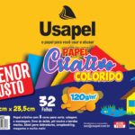 Papel Criativo Neon, Usapel, 8 Cores, 32 Folhas, 32,5 x 23,5 cm